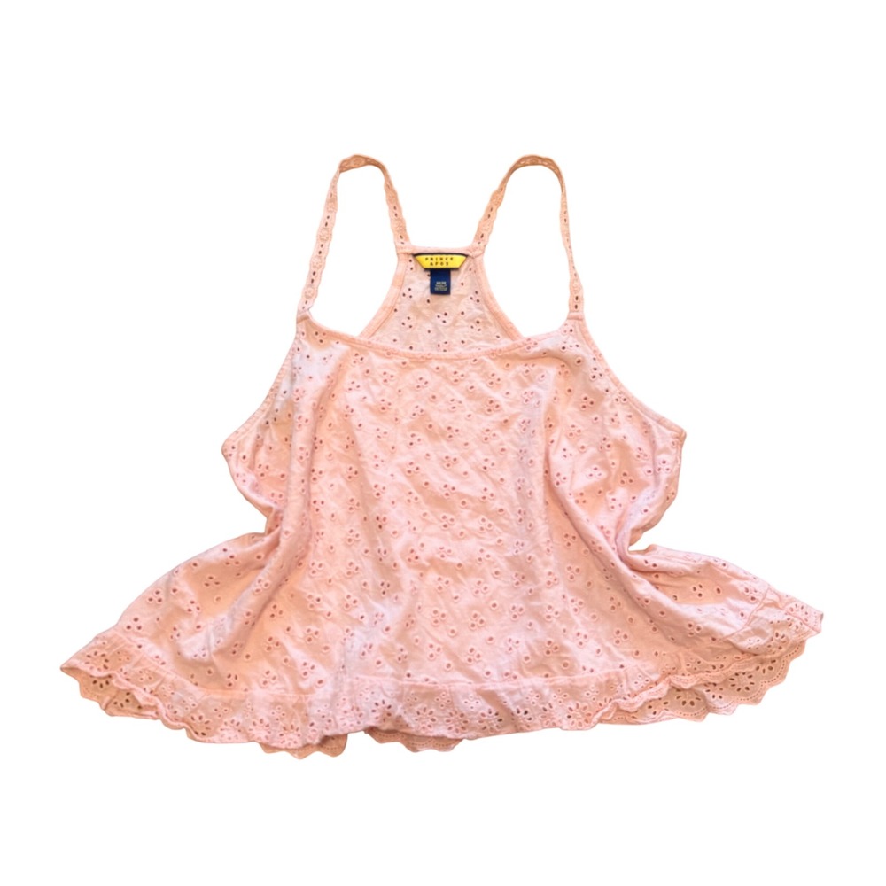 Prince & Fox Pink Eyelet Lace Cami Tank Top Coquette Summer Cropped Medium